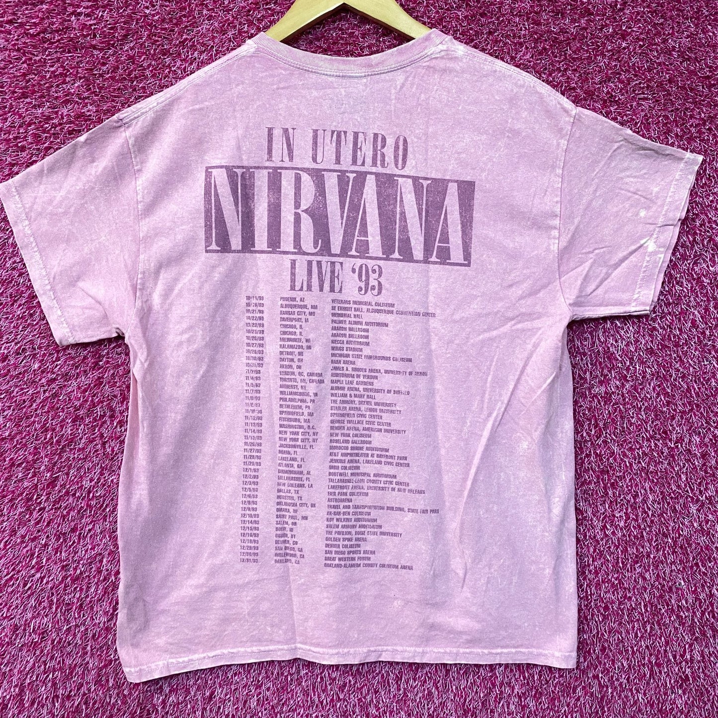 Nirvana Pink Monochrome In Utero Tour T-shirt Size Large