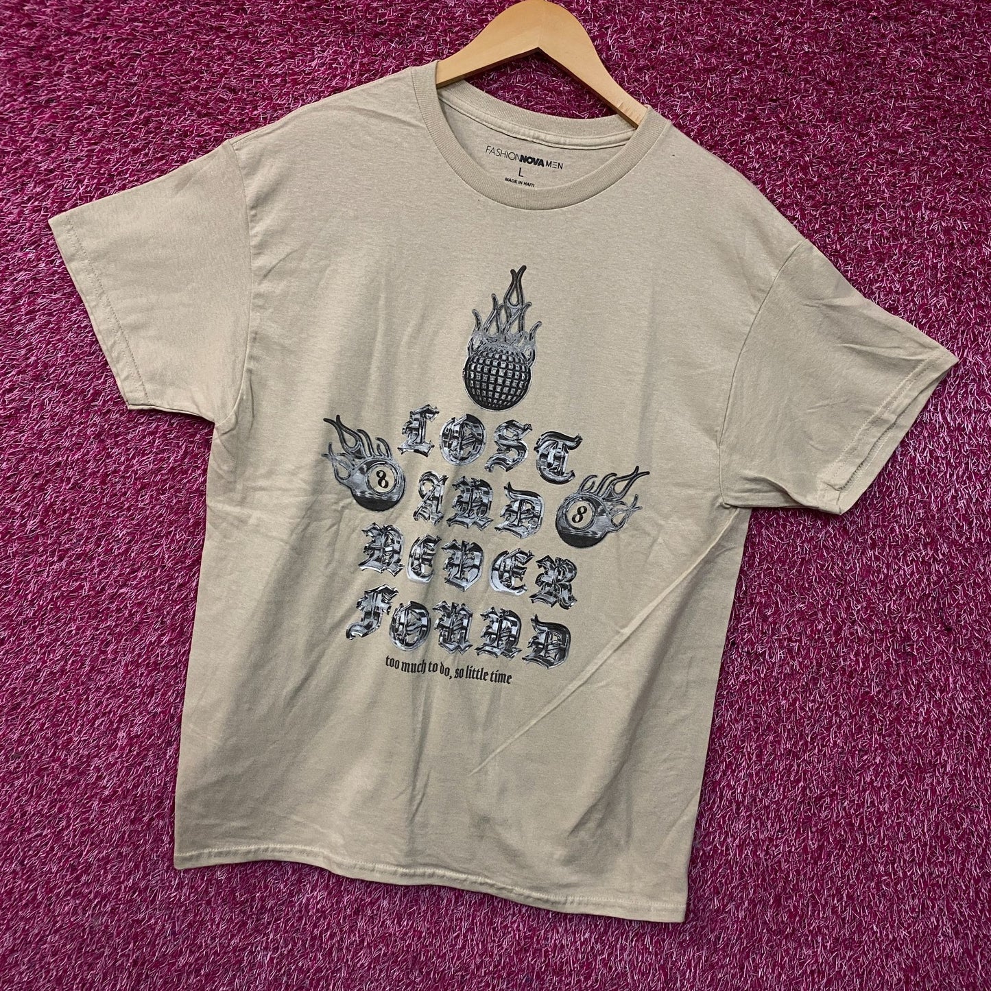 Fashion Nova Men Lost And Never Found Graphic T-Shirt Large