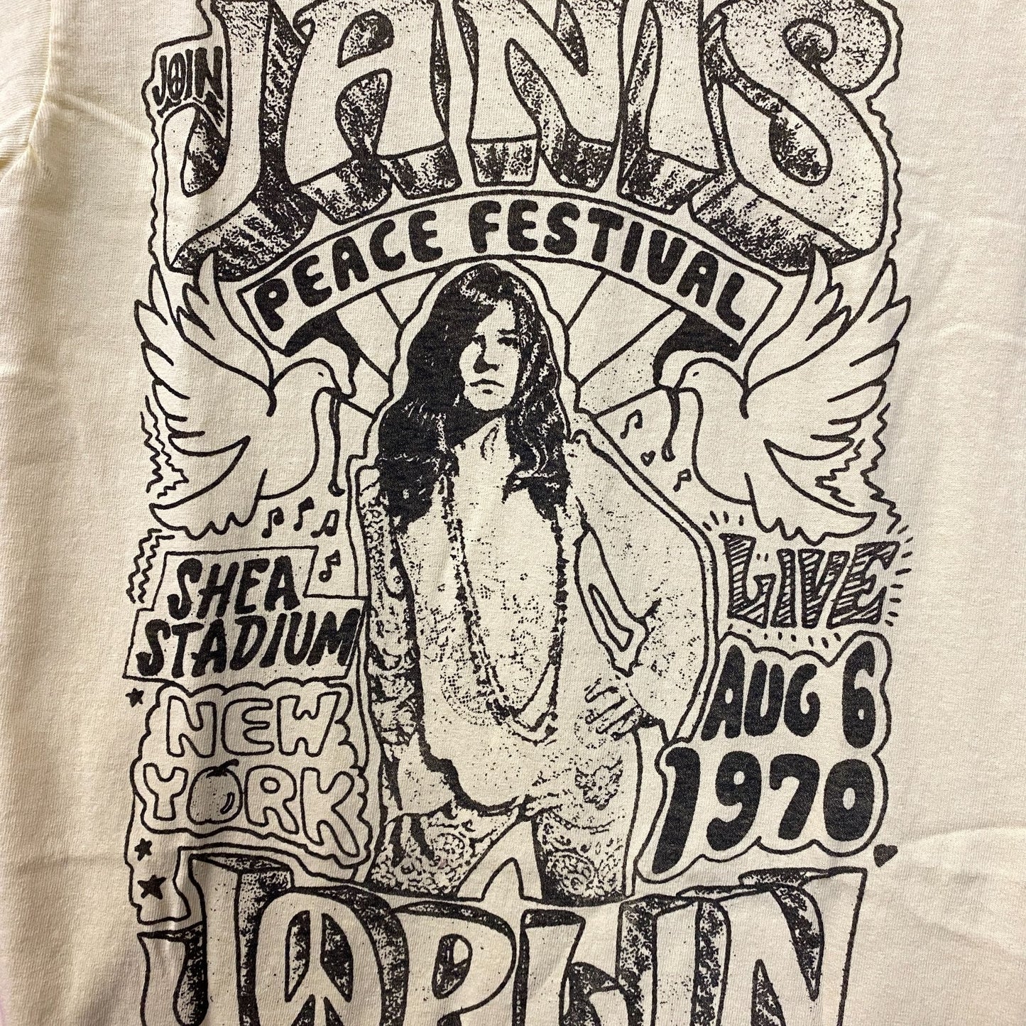 Janis Joplin Peace Festival Shea Stadium '70 T-Shirt Extra Small
