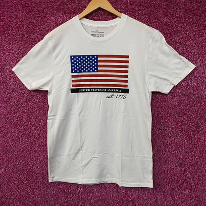 General Standard Patriotic Men's Flag Est. 1776 USA America White T-Shirt Medium