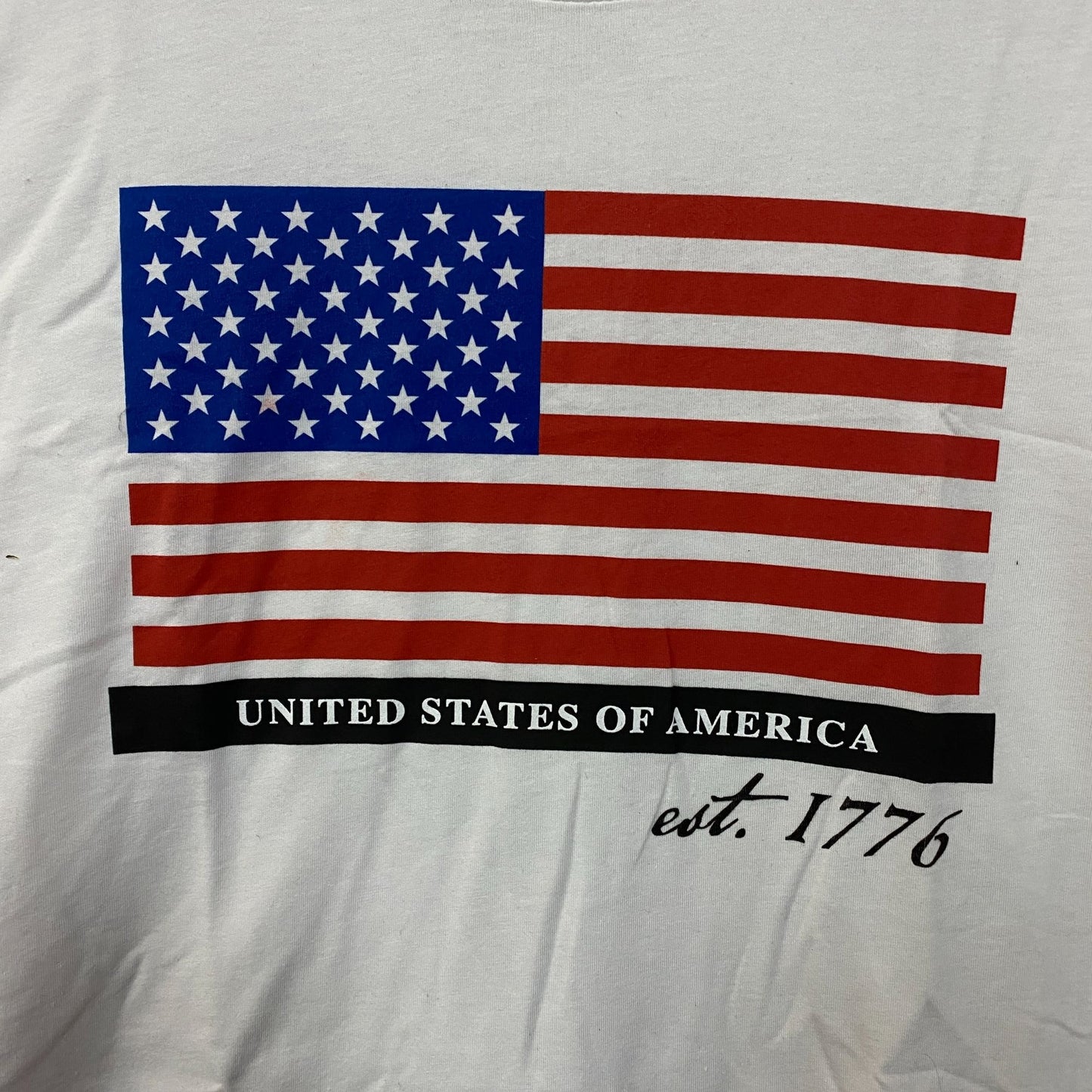 General Standard Patriotic Men's Flag Est. 1776 USA America White T-Shirt Medium
