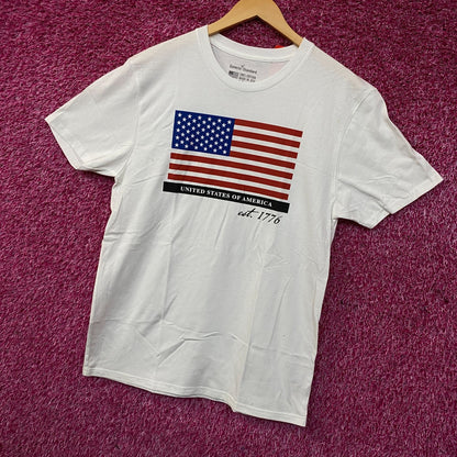 General Standard Patriotic Men's Flag Est. 1776 USA America White T-Shirt Medium