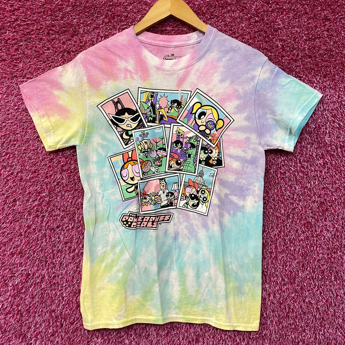 CN The Powerpuff Girls Retro Cartoon Tie Dye T-Shirt Small
