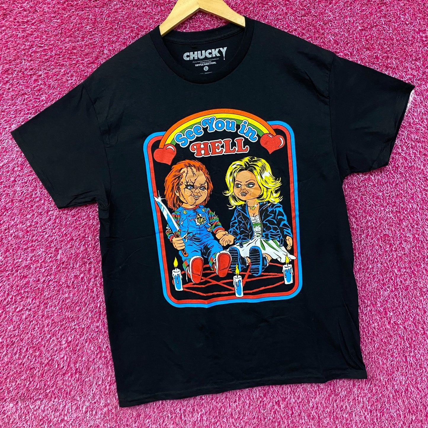 Steven Rhodes Chucky See You In Hell Tarot Card T-Shirt Large