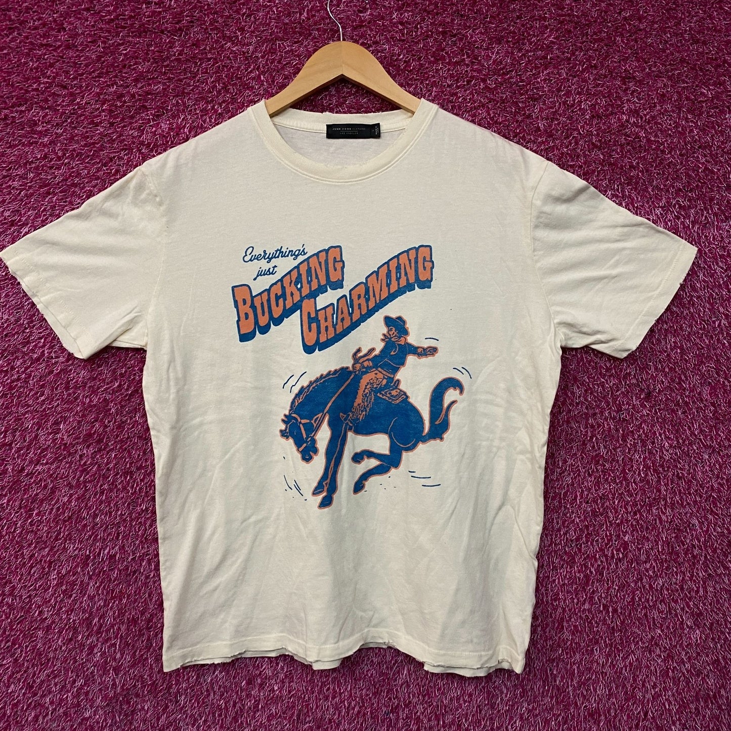 Junk Food Clothing Bucking Charming Vintage Style T-Shirt Large