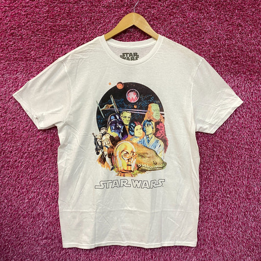 Star Wars 1977 Illustrated Dewback Promo Movie Poster Tee L
