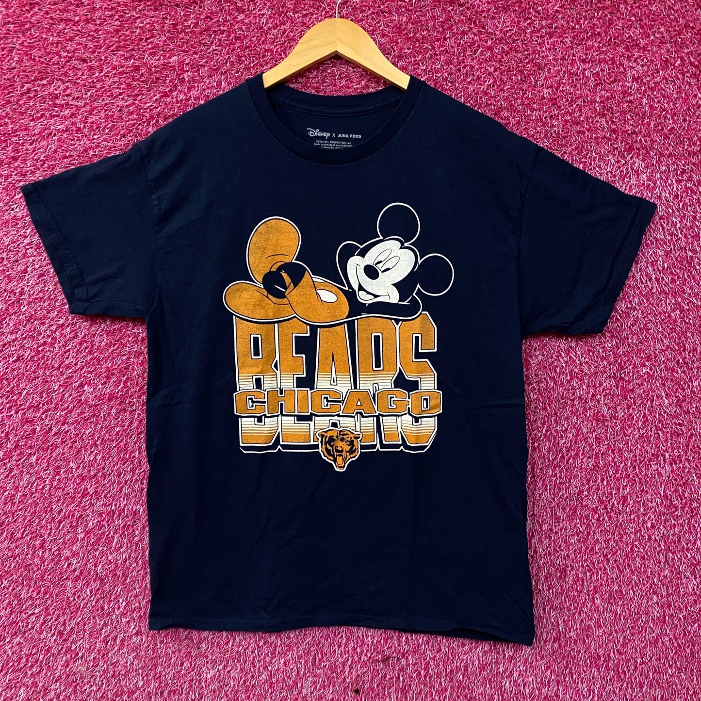 Disney x Junk Food NFL Chicago Bears Mickey Mouse Navy Blue Shirt Medium