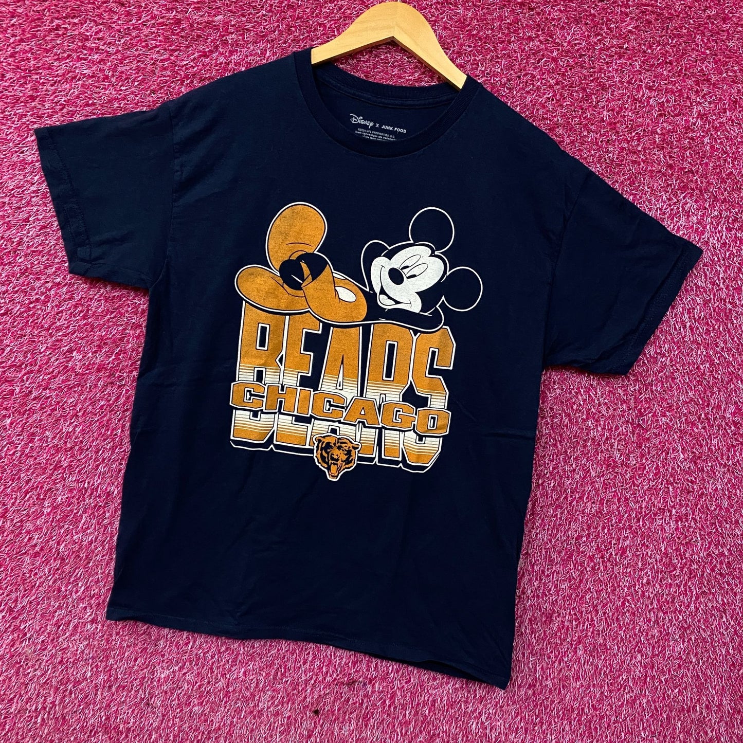 Disney x Junk Food NFL Chicago Bears Mickey Mouse Navy Blue Shirt Medium