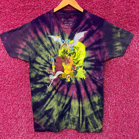 Rock and Morty Aliens Escaping portal tiedye T-shirt size medium