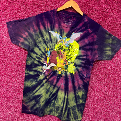 Rock and Morty Aliens Escaping portal tiedye T-shirt size medium