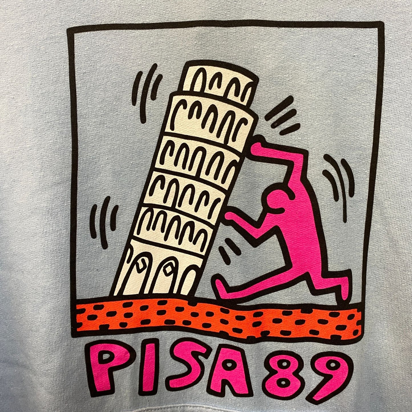 Keith Haring Hoodie Sweatshirt Mens Small Blue Pisa 89 Art