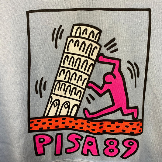 Keith Haring Hoodie Sweatshirt Mens Small Blue Pisa 89 Art