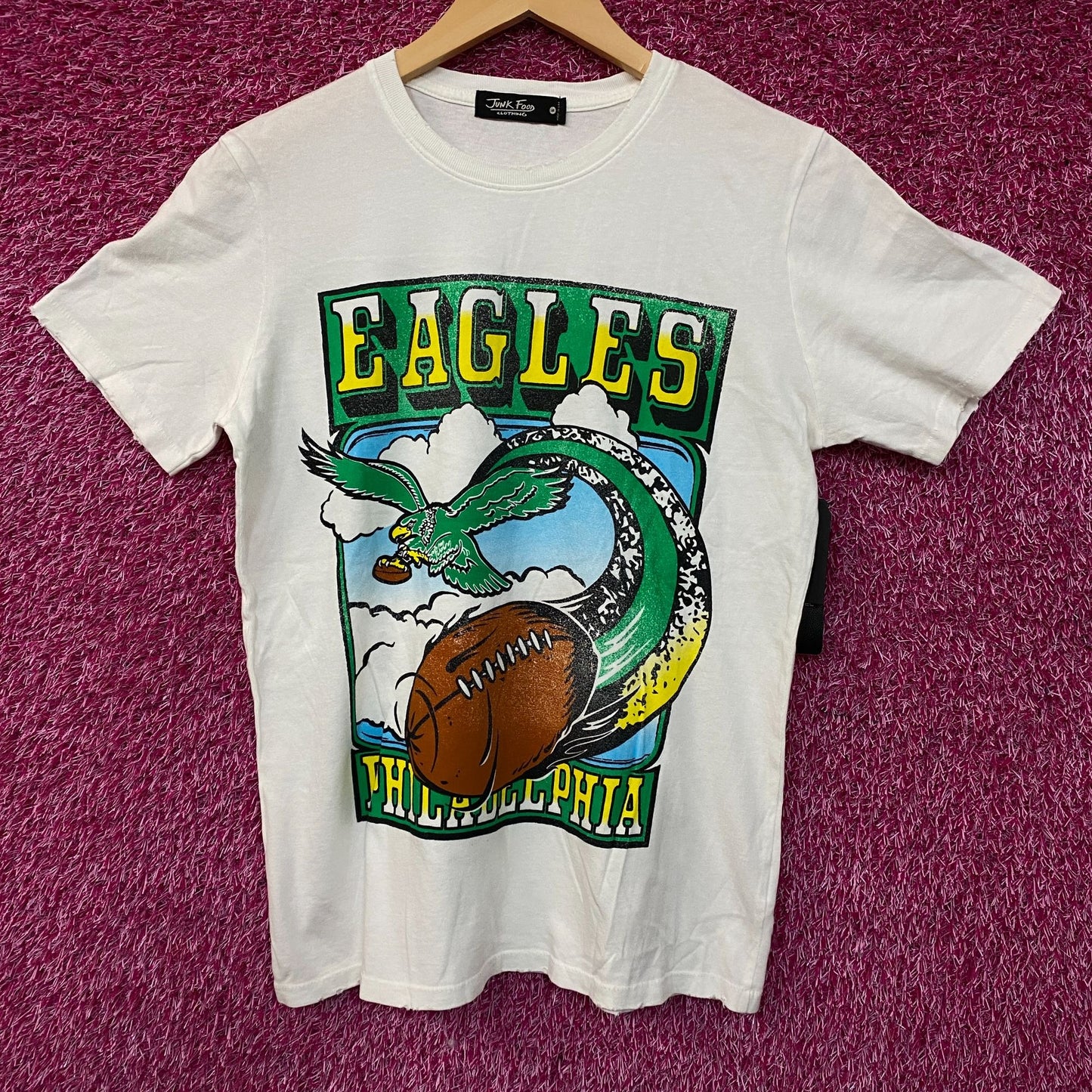 Junk Food Clothing Philadelphia Eagles Sky Vintage Style Graphic Tee Small