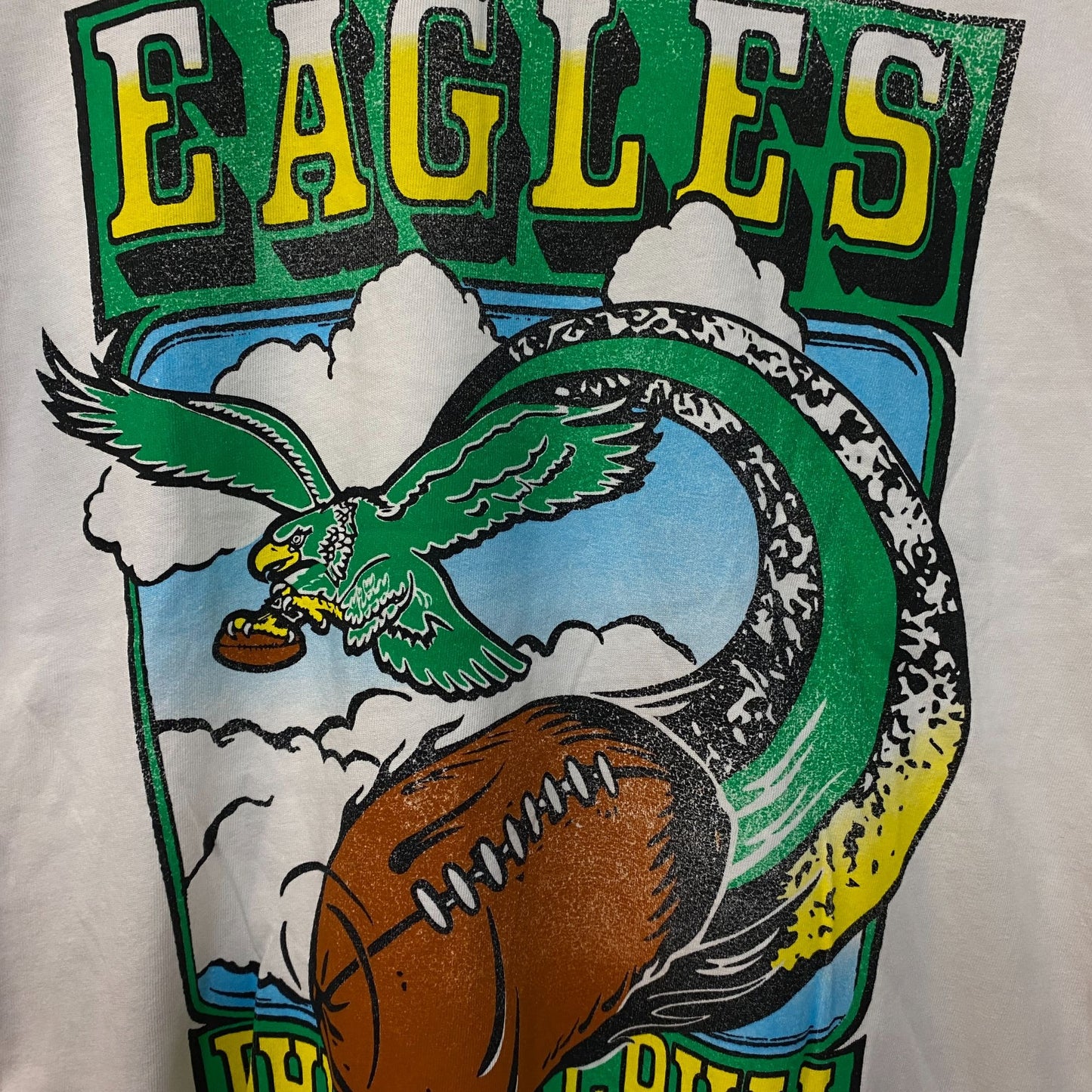 Junk Food Clothing Philadelphia Eagles Sky Vintage Style Graphic Tee Small
