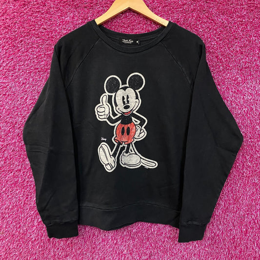 Junk Food Women's Mickey Thumbs Up Vintage Raglan Pullover Sweatshirt Large
