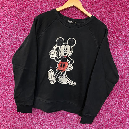 Junk Food Women's Mickey Thumbs Up Vintage Raglan Pullover Sweatshirt Large