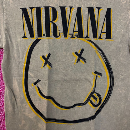 Nirvana Nevermind Tour Art Dead Eye Smiley Grunge Band Tee S