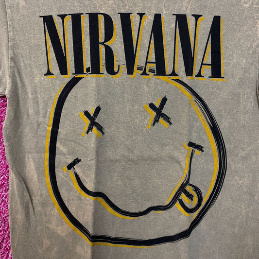 Nirvana Nevermind Tour Art Dead Eye Smiley Grunge Band Tee S