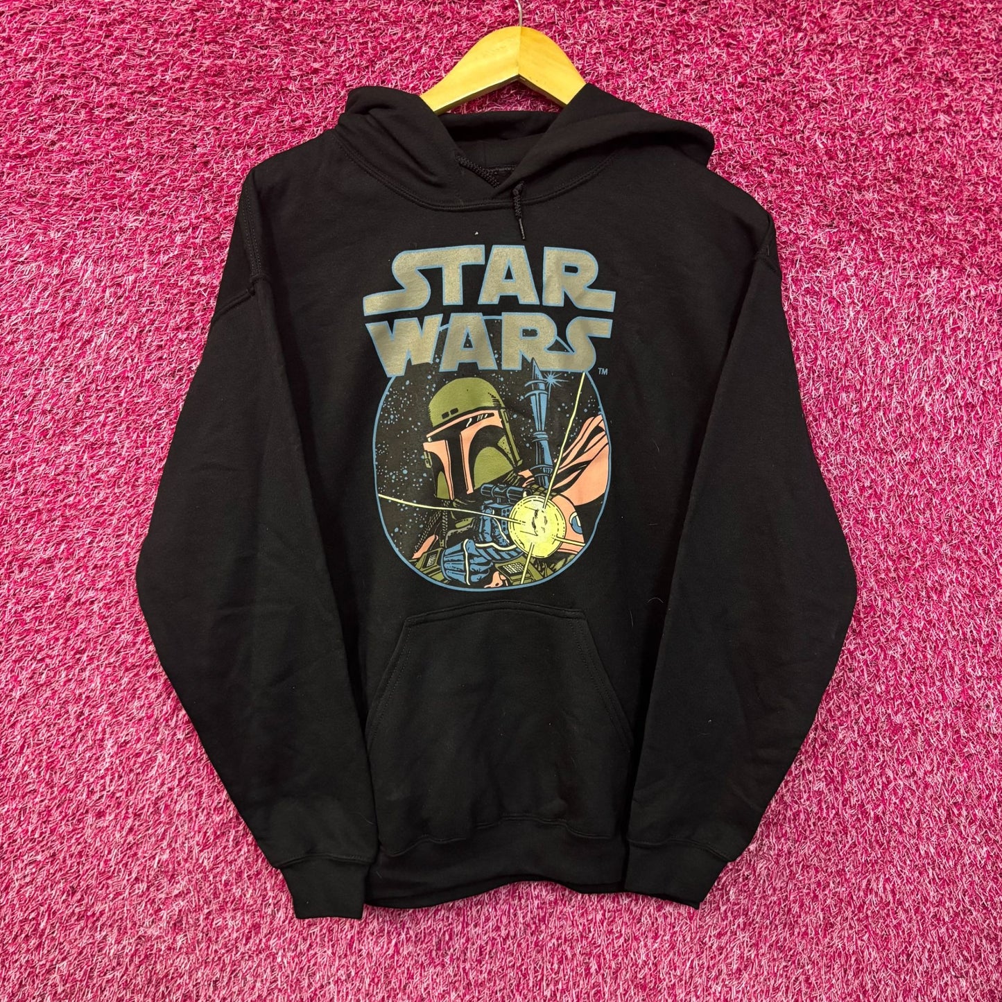 Star Wars Boba Fett Black Pullover Hoodie Men's Medium