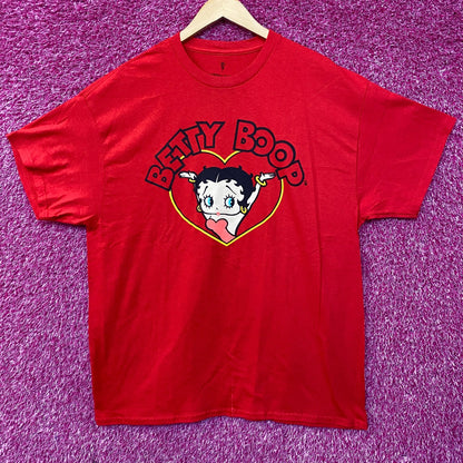 Betty Boop Red Heart Graphic Design T-Shirt XL