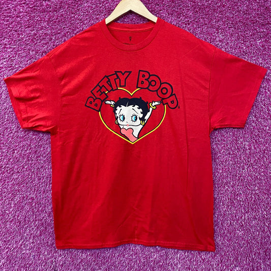 Betty Boop Red Heart Graphic Design T-Shirt XL