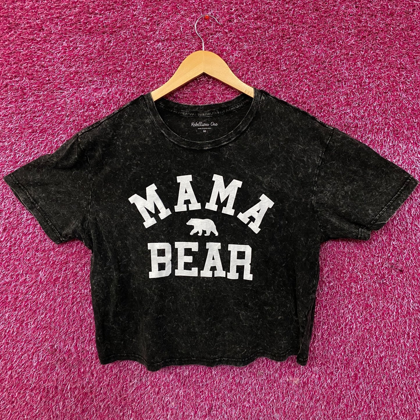 Rebellious One "Mama Bear" Graphic Crop Tee Medium