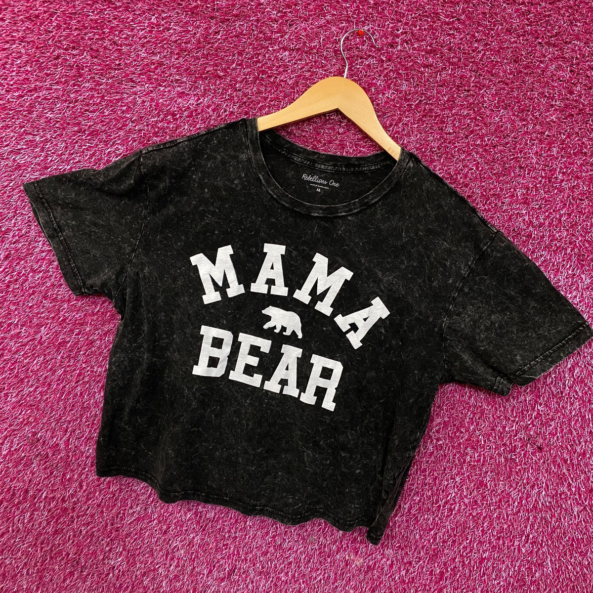 Rebellious One "Mama Bear" Graphic Crop Tee Medium
