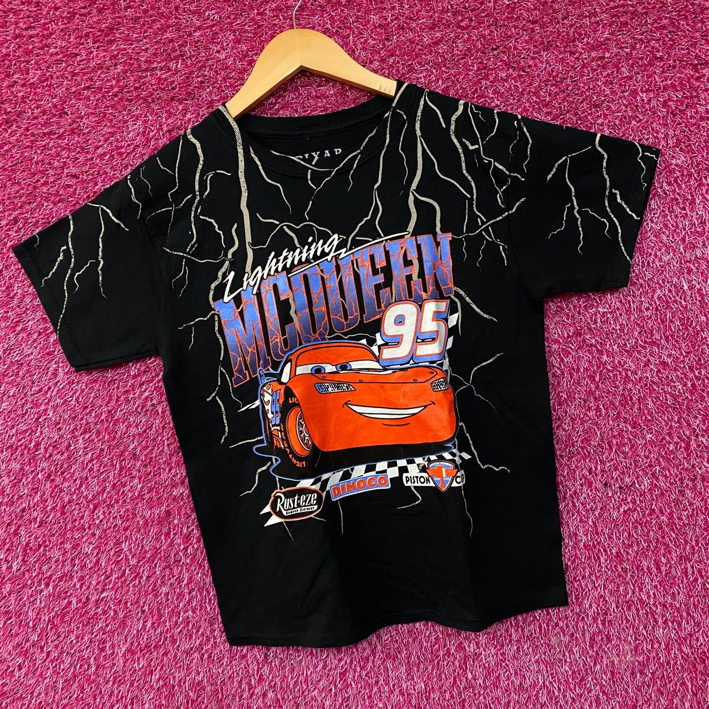 Disney Pixar Cars Lightning McQueen Racing Graphic T-Shirt Large
