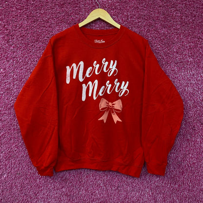 Junk Food Merry Merry Graphic Fleece Sweatshirt Medium