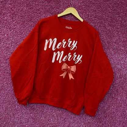 Junk Food Merry Merry Graphic Fleece Sweatshirt Medium