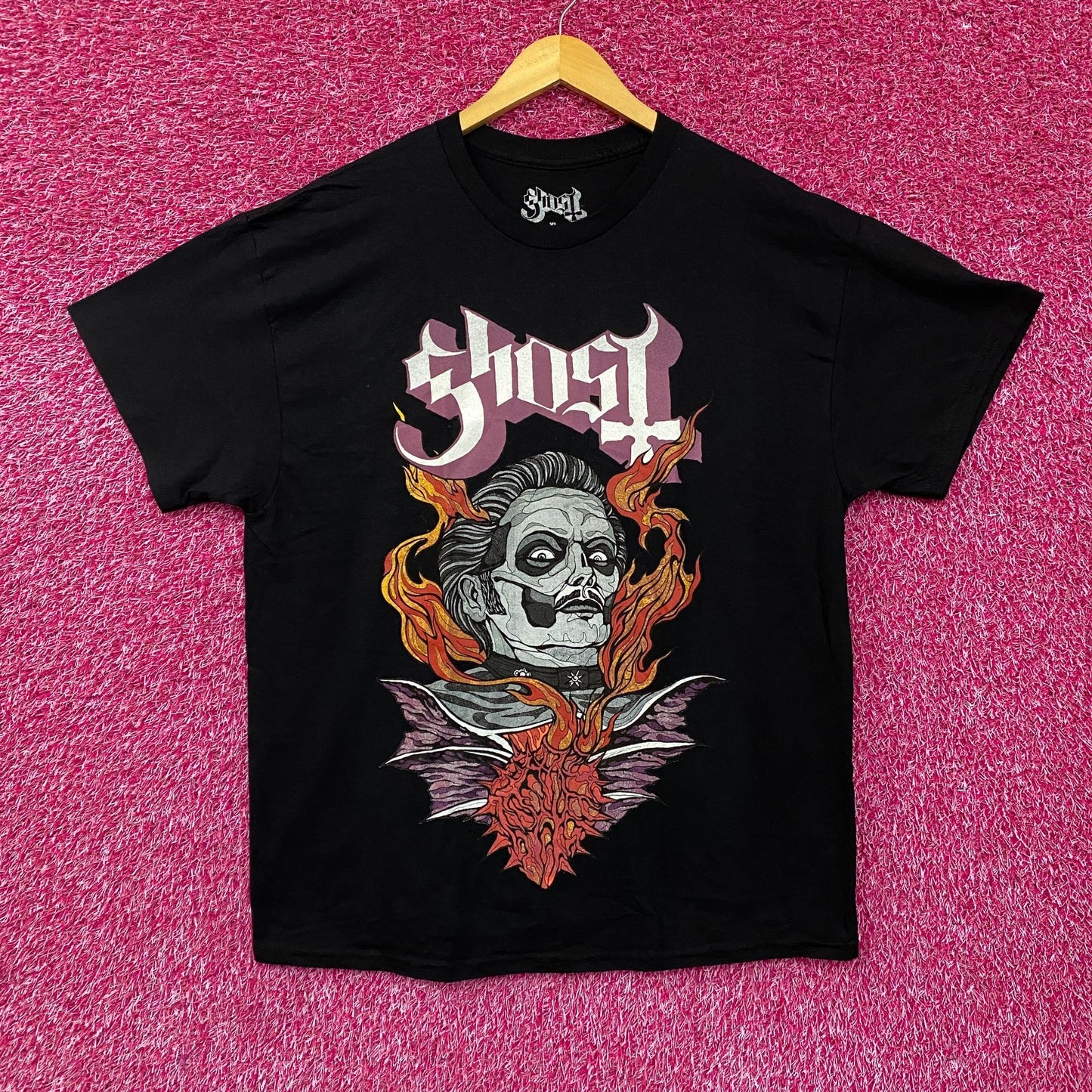 Ghost Cardinal Copia Flaming Face Heart Hypnosis Graphic Design T-Shirt XL