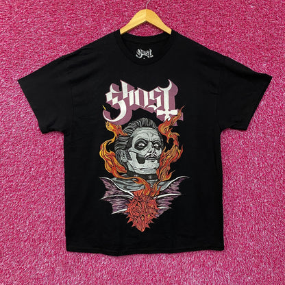 Ghost Cardinal Copia Flaming Face Heart Hypnosis Graphic Design T-Shirt XL