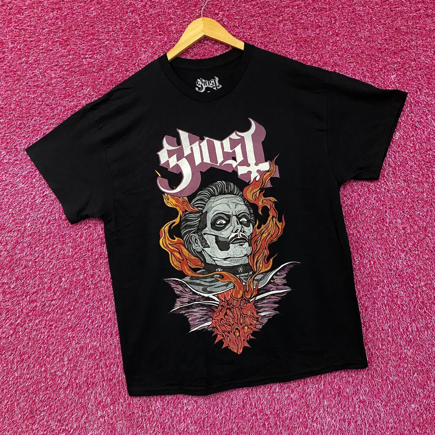 Ghost Cardinal Copia Flaming Face Heart Hypnosis Graphic Design T-Shirt XL