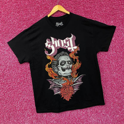 Ghost Cardinal Copia Flaming Face Heart Hypnosis Graphic Design T-Shirt XL
