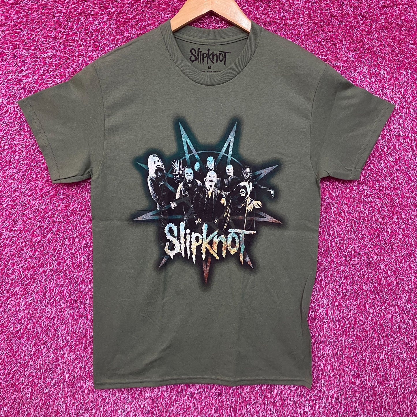 Slipknot  Group Star Olive T-Shirt Medium