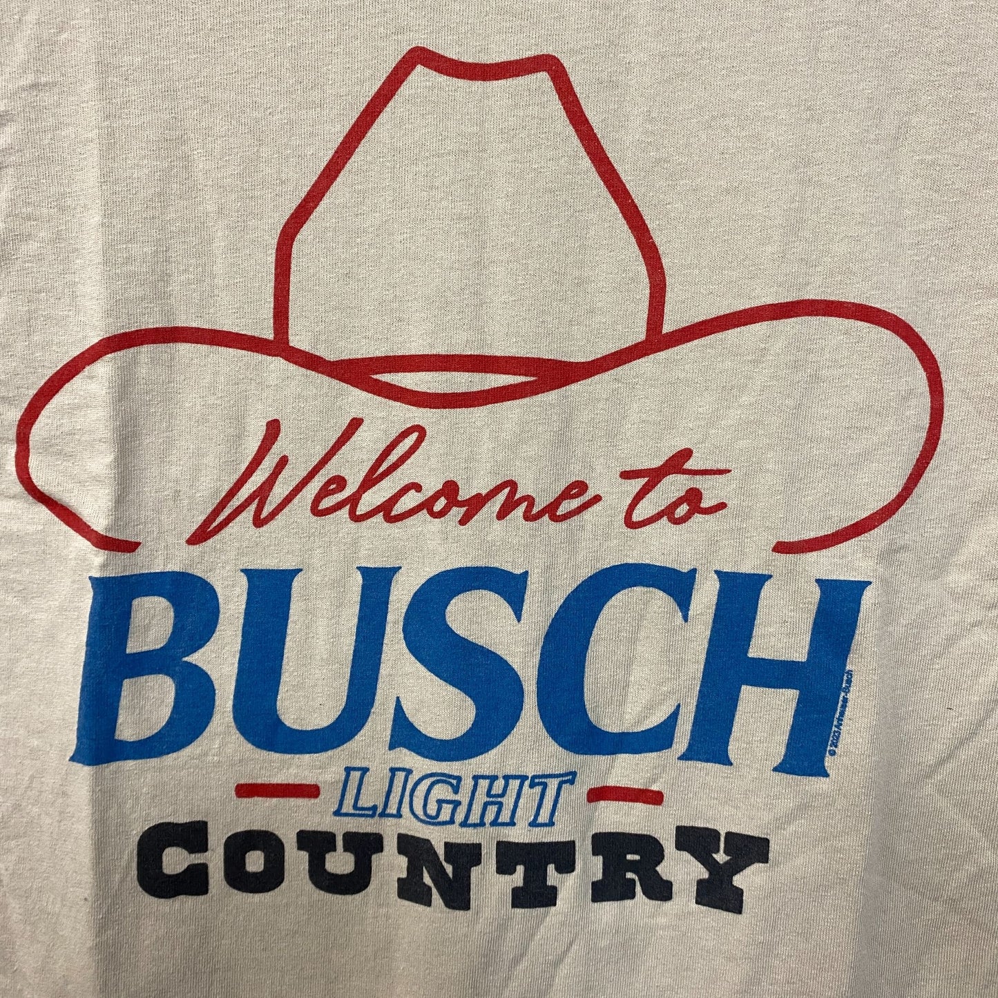 Welcome to Busch Light Country Cowboy Hat Beige T-Shirt Small