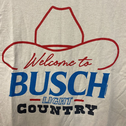 Welcome to Busch Light Country Cowboy Hat Beige T-Shirt Small