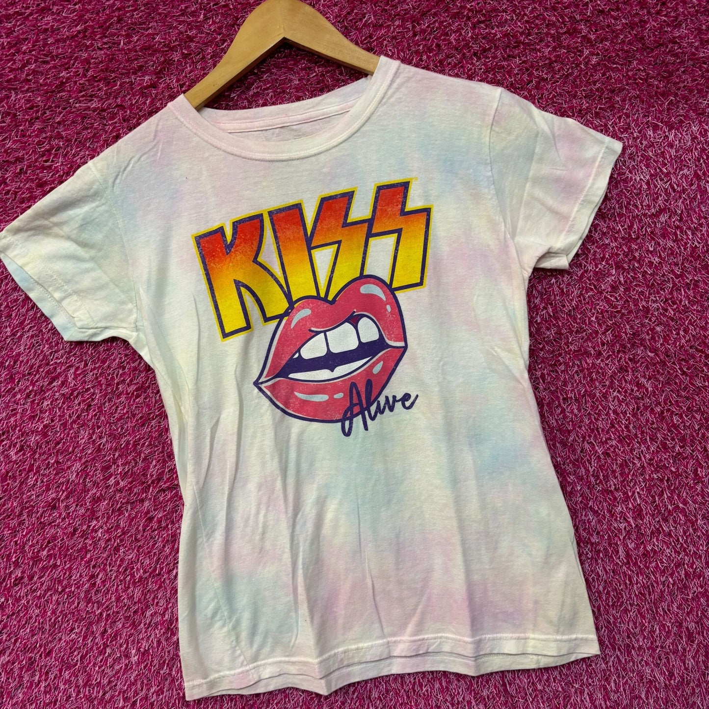 Kiss Alive Womens Rock Tie Dye Tshirt Size Large