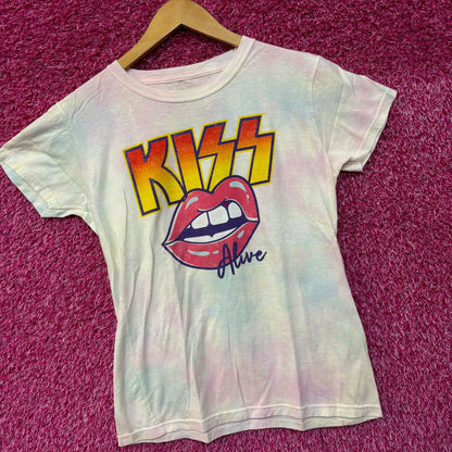 Kiss Alive Womens Rock Tie Dye Tshirt Size Large