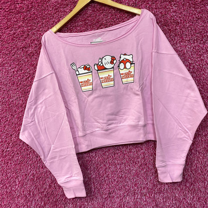 Sanrio Hello Kitty x Nissin Cup Noodles Pink Cropped Sweatshirt Large
