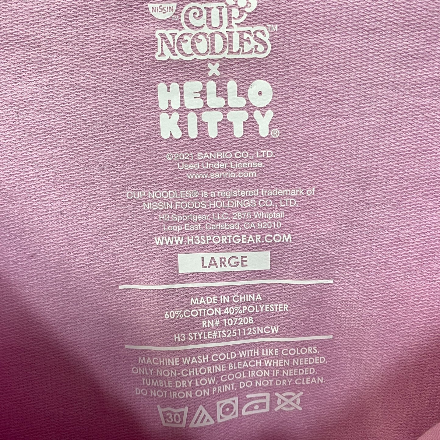 Sanrio Hello Kitty x Nissin Cup Noodles Pink Cropped Sweatshirt Large