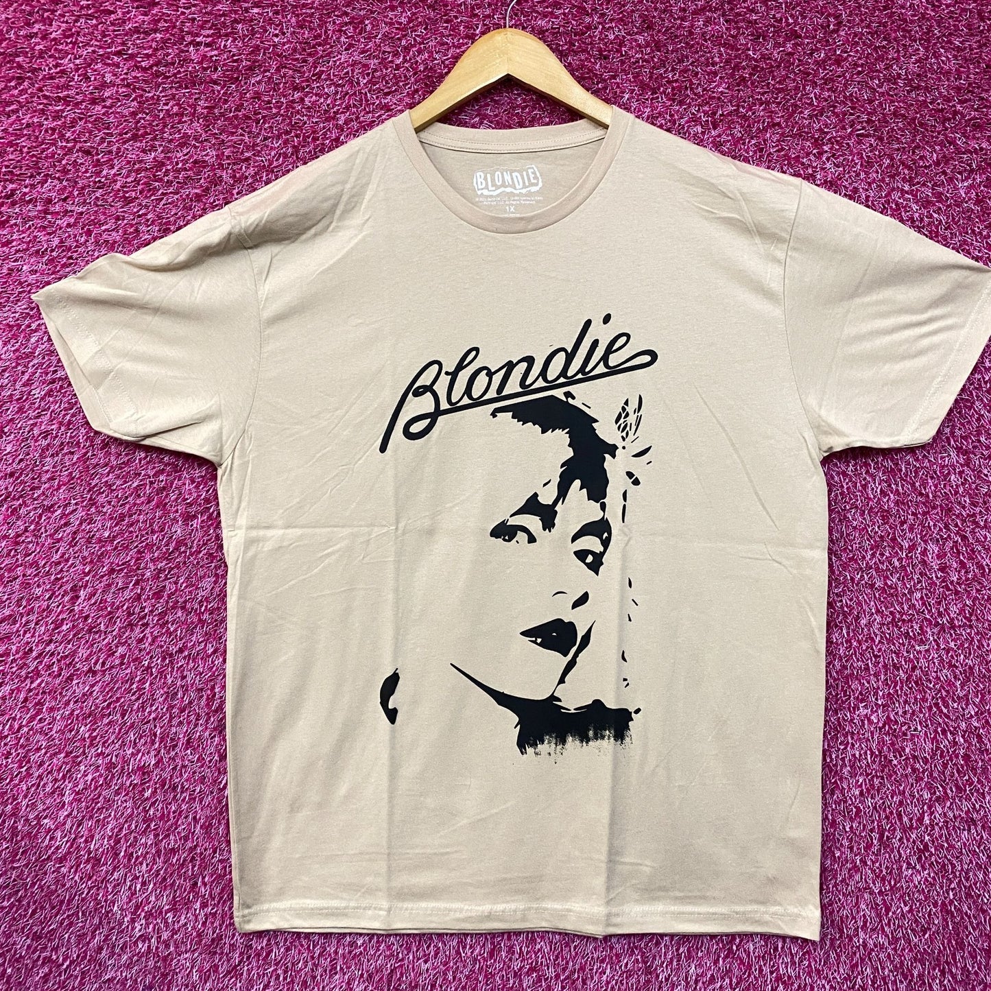 Blondie Parallel Lines Debbie Harry Face T-shirt Tan 1X