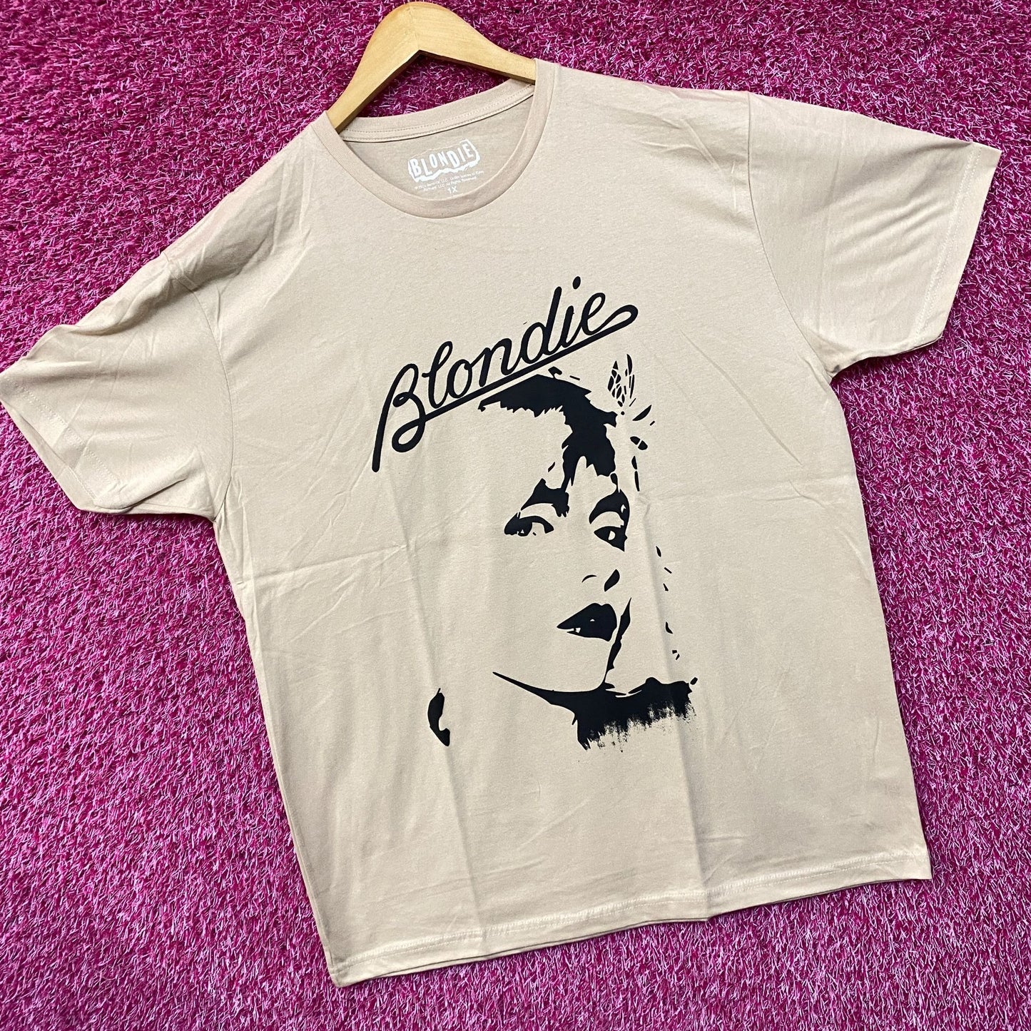 Blondie Parallel Lines Debbie Harry Face T-shirt Tan 1X
