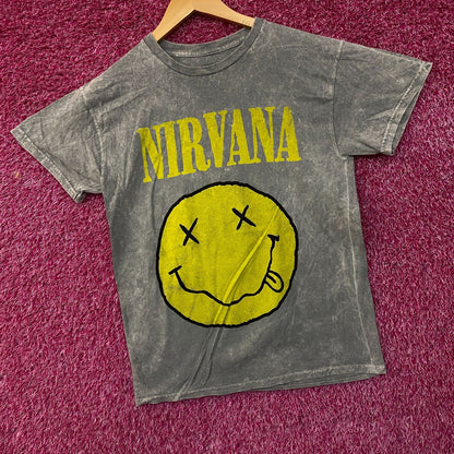 Nirvana Nevermind Dead Smiley Graphic Grunge Band T-Shirt Medium