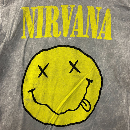 Nirvana Nevermind Dead Smiley Graphic Grunge Band T-Shirt Medium