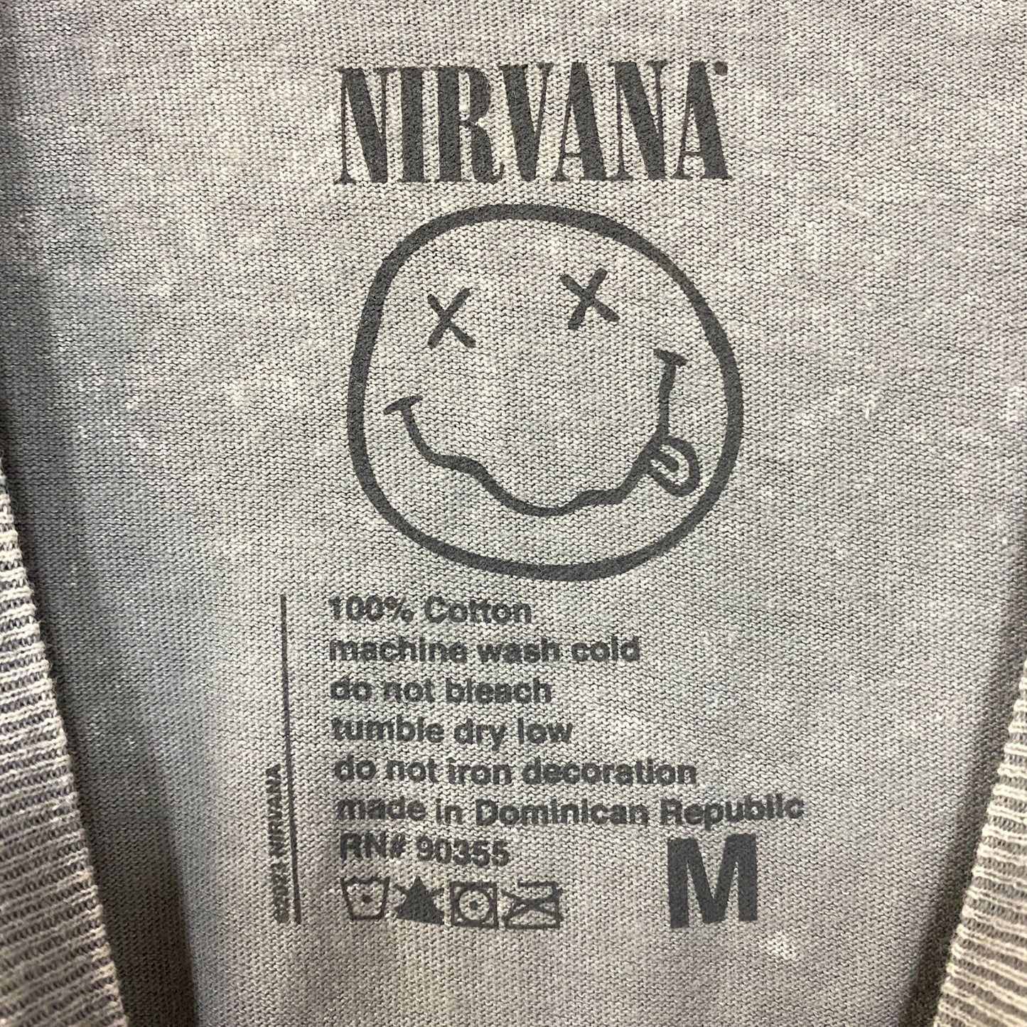 Nirvana Nevermind Dead Smiley Graphic Grunge Band T-Shirt Medium