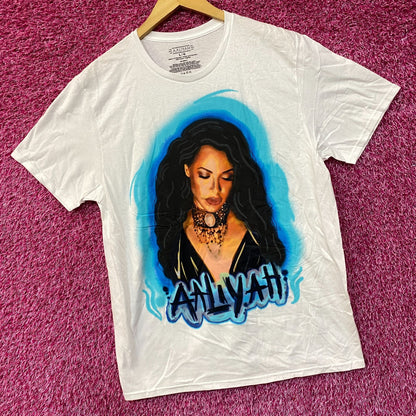 Aaliyah Queen of RnB Airbrush Music Tshirt Size Large