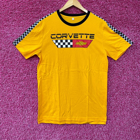Corvette Checkered Pattern Yellow T-Shirt Medium