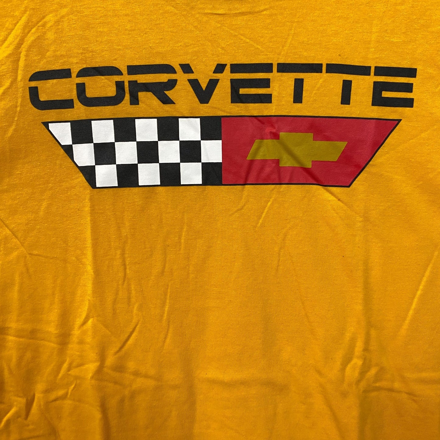 Corvette Checkered Pattern Yellow T-Shirt Medium