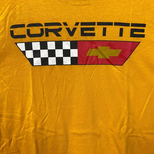 Corvette Checkered Pattern Yellow T-Shirt Medium